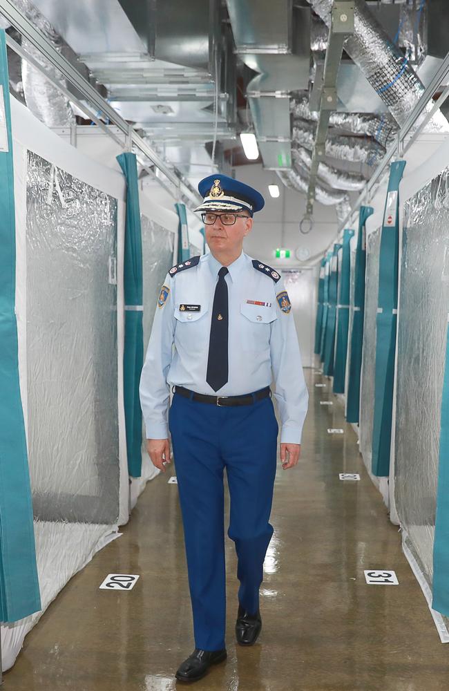 Peter Severin inside the Covid-19 ward at the Field Hospital inside Silverwater jail in May, 2020. Picture: AAP/Angelo Velardo