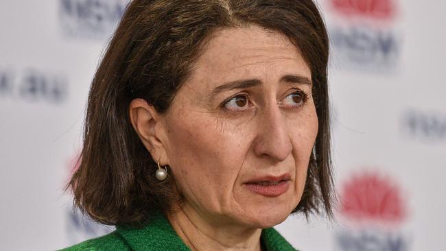 Premier Gladys Berejiklian speaking at the news conference. Picture: NCA NewsWire/Flavio Brancaleone.