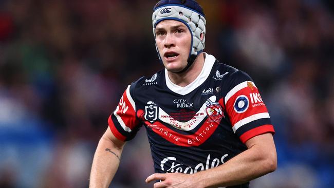 SYDNEY, AUSTRALIA - AUGUST 12: Luke Keary of the Roosters reacts during the round 24 NRL match between Sydney Roosters and Dolphins at Allianz Stadium on August 12, 2023 in Sydney, Australia. (Photo by Jeremy Ng/Getty Images)