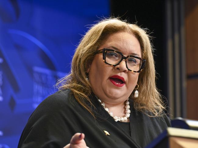 CANBERRA, AUSTRALIA - NOVEMBER 9: Professor Megan Jane Davis speaks about the establishment of a First Nations Voice enshrined in the constitution the National Press Club in Canberra. Picture: NCA NewsWire / Martin Ollman