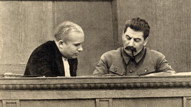 A young Nikita Khrushchev with Josef Stalin at the Kremlin in 1936.