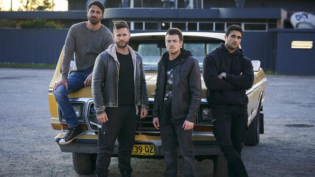 Rob Kipa-Williams as Ari Parata, Dan Ewing as Heath Braxton, Patrick O'Connor as Dean Thompson and Ethan Browne as Tane Parata on Home and Away.