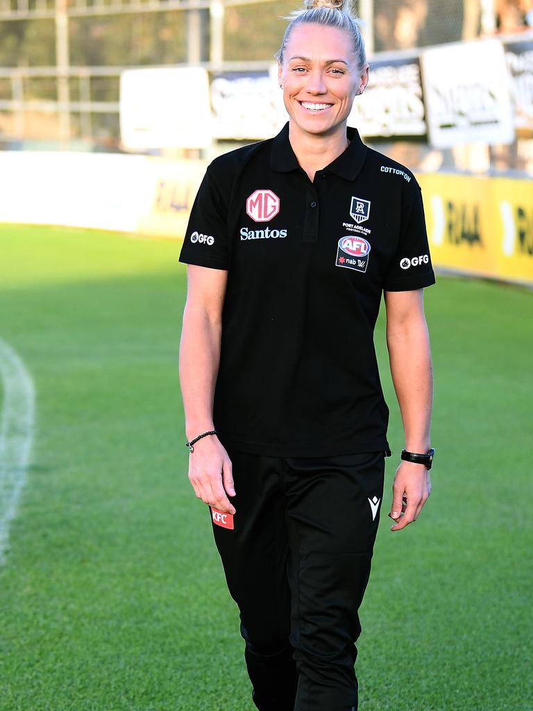 Erin Phillips ahead of Port’s first training session. Picture Mark Brake