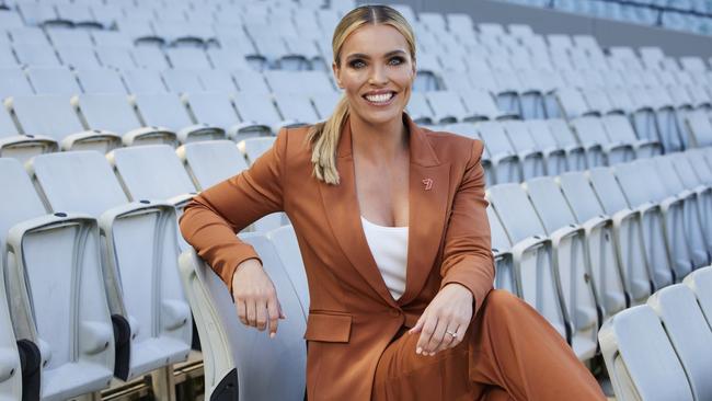 Abbey Holmes is set on achieving her goal of calling footy. Picture Supplied Channel 7