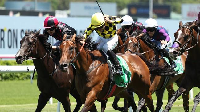 SYDNEY, AUSTRALIA - JANUARY 25: Aaron Bullock riding Clear Thinking win Race 3 TAB Highway Handicap  during Sydney Racing at Royal Randwick Racecourse on January 25, 2025 in Sydney, Australia. (Photo by Jeremy Ng/Getty Images)