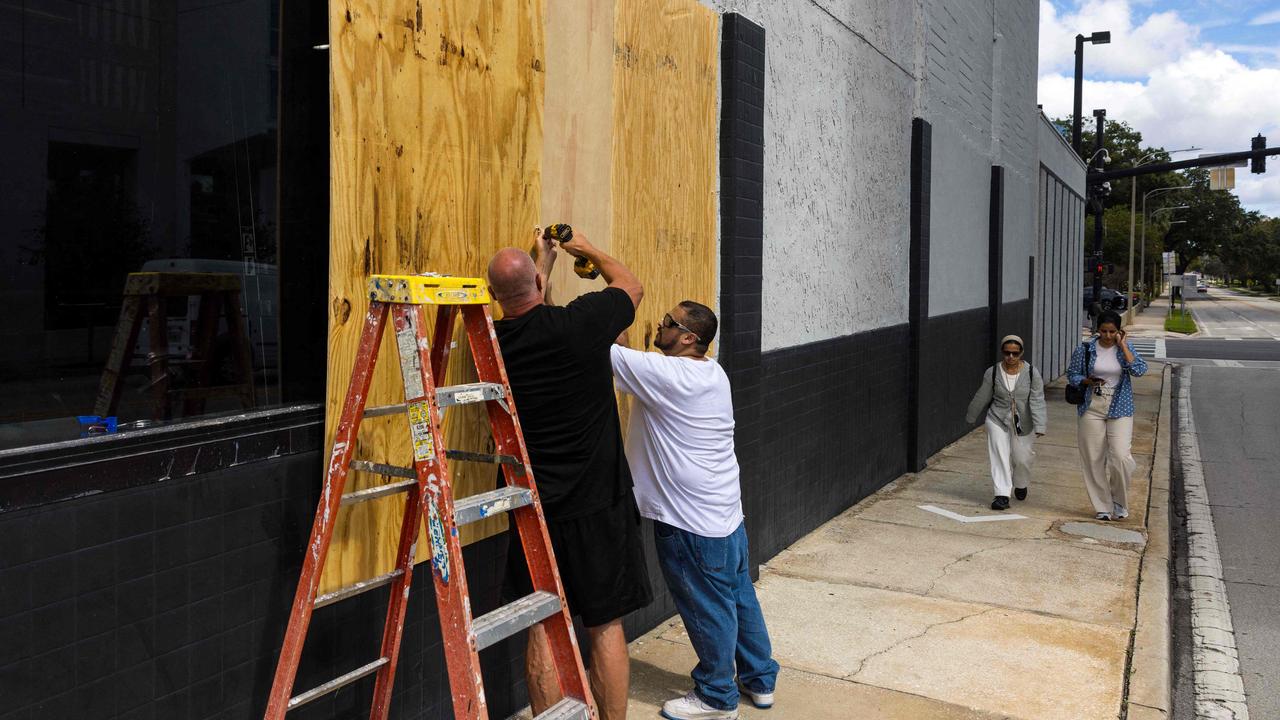 Businesses board up their windows in preparation for Hurricane Milton. Picture: Saul Martinez/Getty Images/AFP