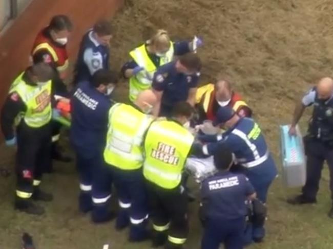 Shocking scenes on the Hume Highway at Casula after drug driver Cameron Forsyth mowed down a 17-year-old boy who later died in hospital. Picture: 7 News