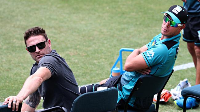 Chris Lynn (right) replaces Brendon McCullum (left) as Heat captain. Picture: Annette Dew