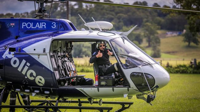 The NSW Police Air Wing (PolAir) helicopter was called in to help locate four people after a pursuit. Picture: NSW Police Force