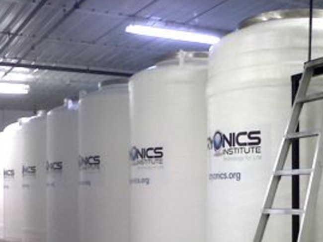The tanks are around 1.5 metres wide and 3 metres tall, designed like a ‘Thermos’ to keep bodies at -196 degrees. Picture: Cryonics Institute