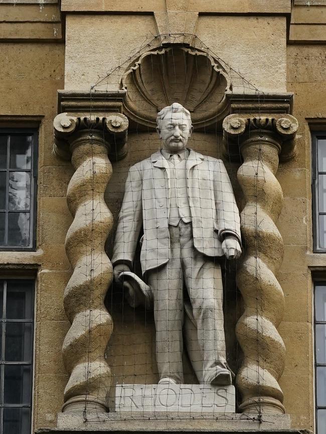 The Cecil John Rhodes statue at the University of Oxford’s Oriel College. Picture: Getty Images