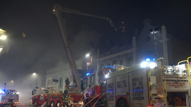 Overnight fire at the Brunswick Hotel in Liverpool Street Hobart. Picture: Tasmania Fire Service