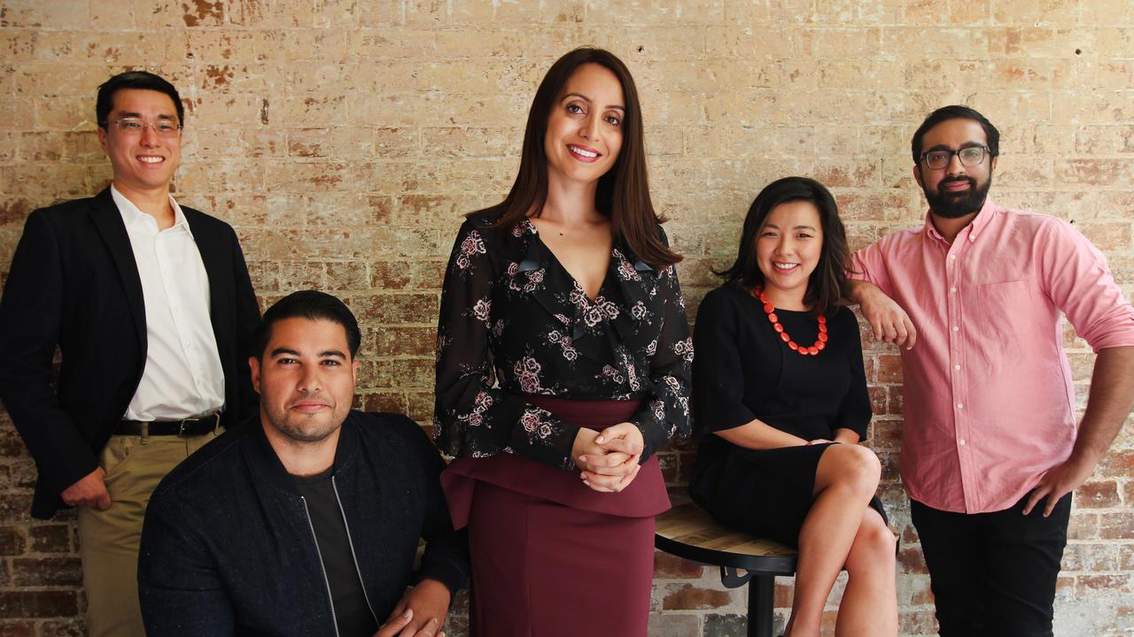 The founding members of Media Diversity Australia in 2017 included Ky Chow, Marc Fennell, ABC journalist Antoinette Lattouf, Isabel Lo and Osman Faruqi. Picture: Hollie Adams