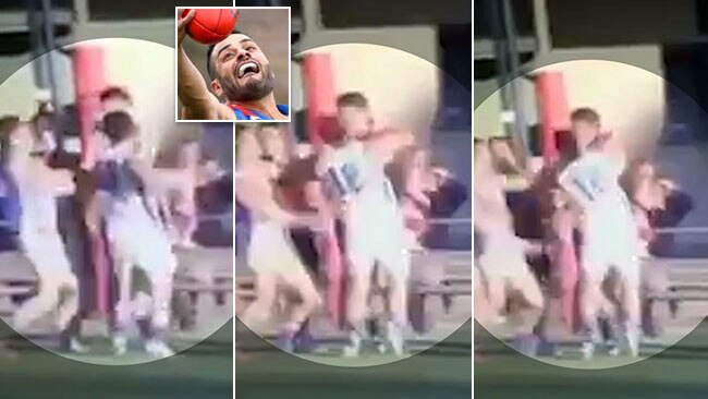 The footy brawl captured on camera.