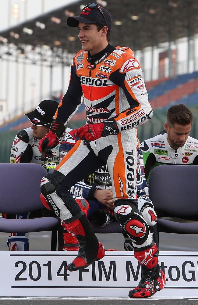 Marquez is battling injury but looked in a relaxed mood in Doha.