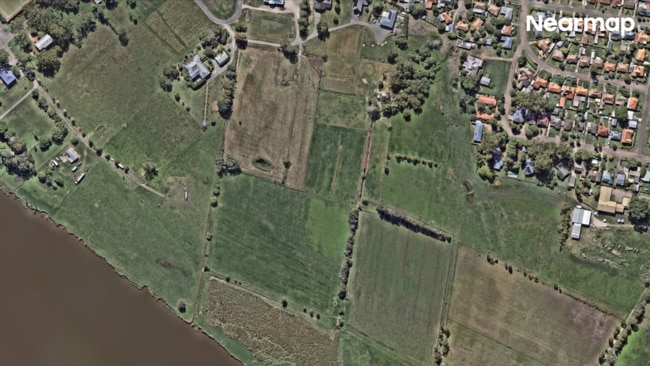This led to the closure of Fitzgerald Bridge. This significant infrastructure replaced a ferry service that had previously operated between Raymond Terrace and Nelson Plains. Picture: Nearmap