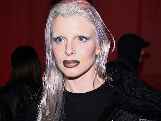 Italian US-actress Julia Fox poses ahead of the presentation of creations by Vetements for the Women Ready-to-wear Fall-Winter 2024/2025 collection as part of the Paris Fashion Week, in Paris on March 1, 2024. (Photo by Miguel MEDINA / AFP)