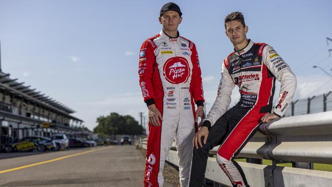 Brad Jones Racing duo Todd Hazelwood and Nick Percat ahead of the start of the NTI Townsville 500 at Reid Park. Picture: Mark Horsburgh/EDGE Photographics