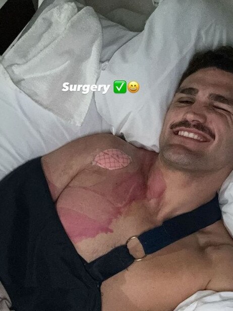 NRL star Nathan Cleary has completed his shoulder surgery. Picture: Instagram