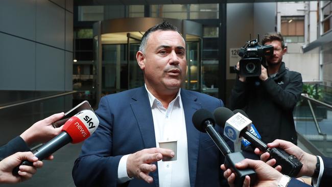 Deputy Premier John Barilaro speaks outside NSW Parliamentary Offices after he backed down with his threat to shift to the cross bench over koala protection. Picture: John Feder/The Australian