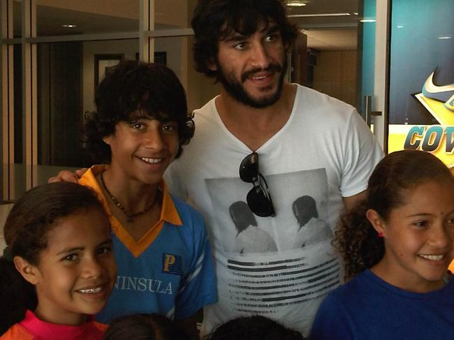 Mary Fowler (far left) with her siblings and champion rugby league player Johnathan Thurston.