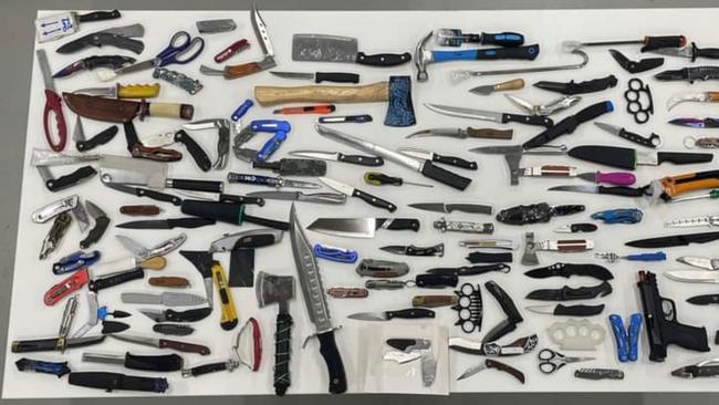 An example of the weapons police seized during a wanding trial in Surfers Paradise in 2021. Picture: Supplied