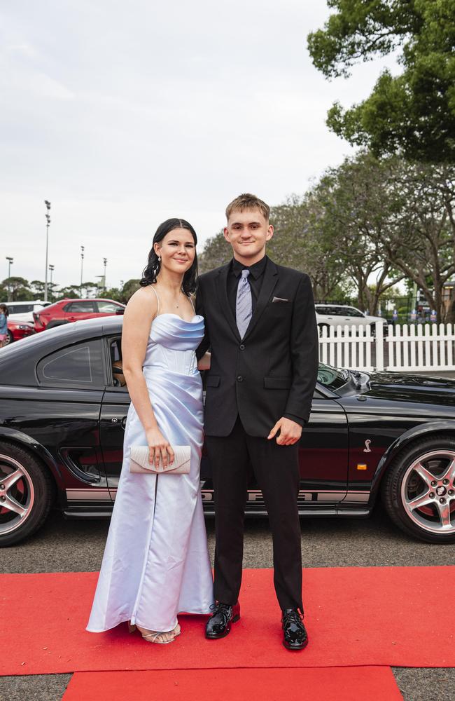 Graduate Jacob Copland is partnered by Amelia Otoole at The Industry School formal at Clifford Park Racecourse, Tuesday, November 12, 2024. Picture: Kevin Farmer