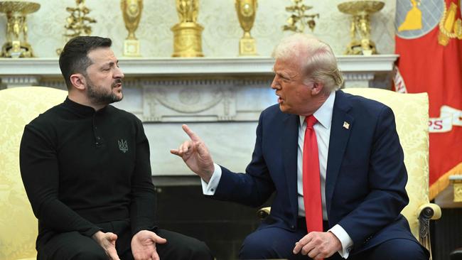 US President Donald Trump and Ukraine's President Volodymyr Zelensky exchanged a heated conversation in the Oval Office. Picture: Saul Loeb/AFP