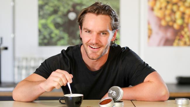 Blackboard Coffee owner Nick Pearce shows off the newly developed brand of instant coffee, putting it up as an alternative to regular instant coffee. Pic Tim Marsden