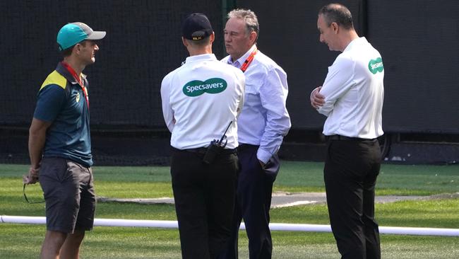 Officials decide to abandon play between Victoria and Western Australia at the MCG after the pitch was deemed unsafe. Picture: AAP Image/Sean Garnsworthy