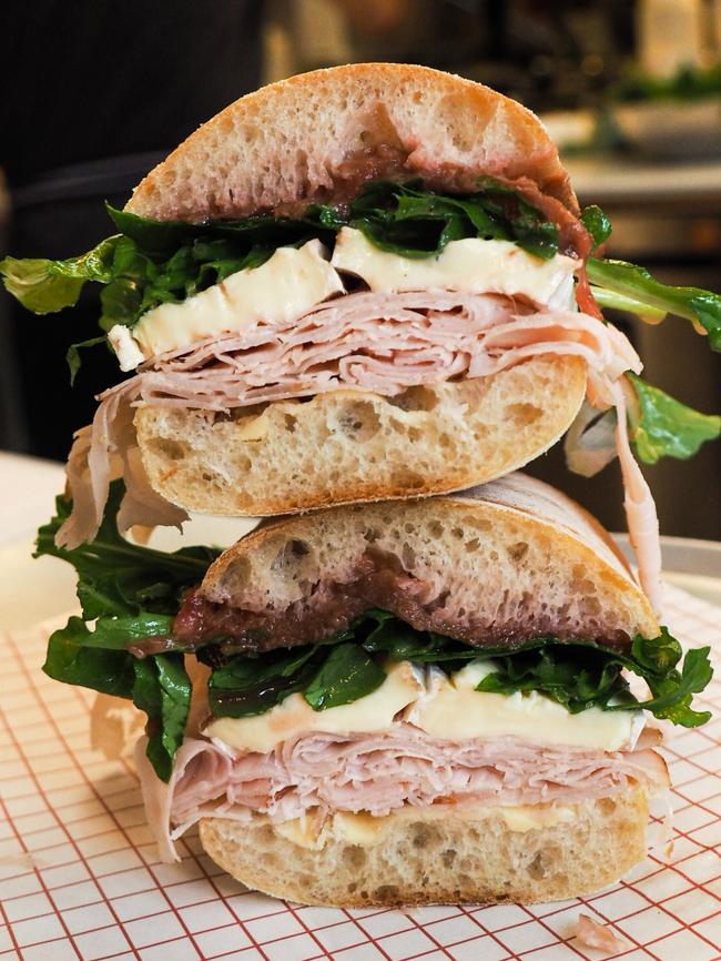 The turkey, brie and rhubarb sandwich at Small’s Deli. Picture: Supplied