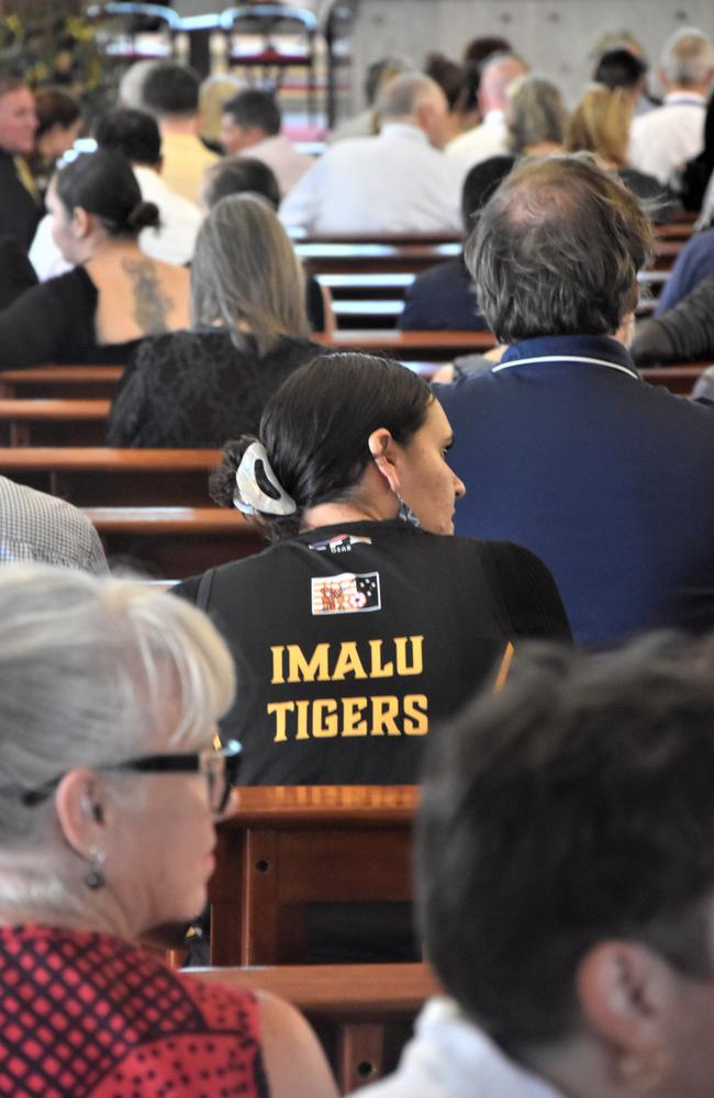 Many wore yellow and black or Tigers merchandise to acknowledge the former MLA's beloved Richmond Tigers and Imalu Tigers footy teams. Picture: Sierra Haigh