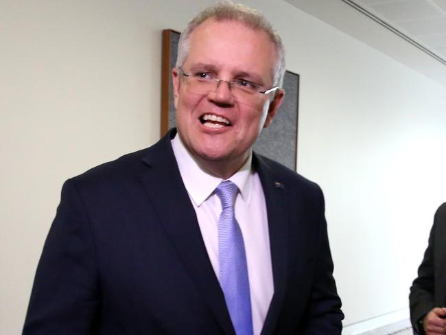 Australia, meet your next PM. This was Federal Treasurer Scott Morrison as he arrived for the meeting. Picture: Ray Strange.