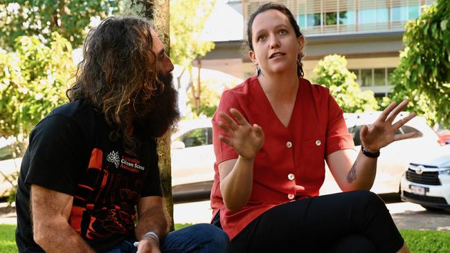 Costa Georgiadis speaks with the director of Cairns and Far North Environment Centre Lucy Graham about options for preserving the T5 Tree. Picture: Isaac McCarthy