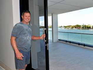 Laz Dzufer inspects progress on the Tangalooma Residences development. Picture: Warren Lynam