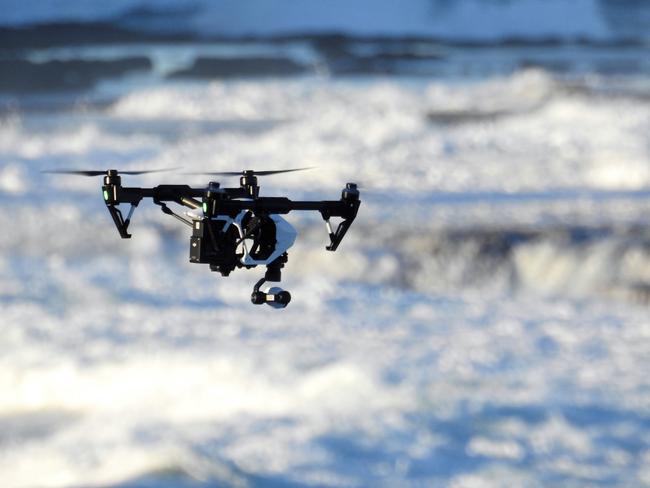 A drone flies over Soldiers Beach and around Norah Head where they are said to be annoying birds of prey. Picture: Leeanne Hodge.