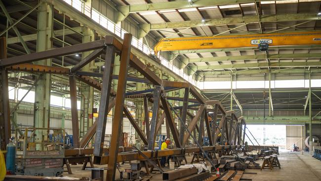 Construction on the new footbridge.