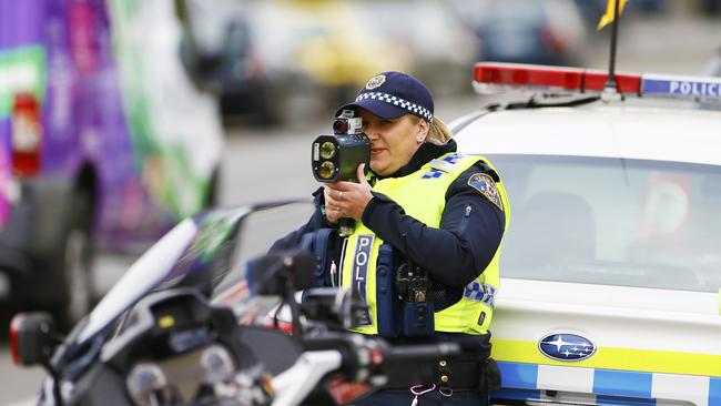 Tasmania Police gear up for a blitz around schools earlier this year. Picture: MATT THOMPSON