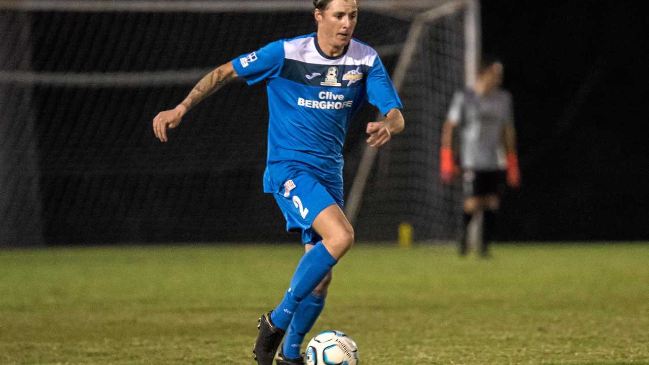 GOOD RESULT: South West Queensland Thunder player Nicholas Edwards finds open space in his side's NPL game against Redlands United. Edwards scored in the Thunder's 3-0 win. Picture: DSL Photography