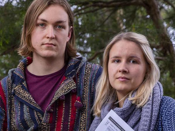 Zoe Rumble, 20, and partner Noah Churches, 21, were booked to go to Europe for a month in June and are fighting with Flight Centre to get all their money back.Picture by Wayne Taylor 28th April 2020