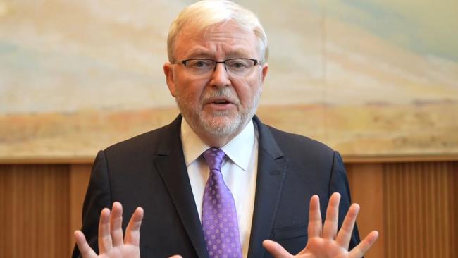 Kevin Rudd breaks his silence on the election of Trump at the United States Studies Centre at the University of Sydney.  VIDEO GRAB