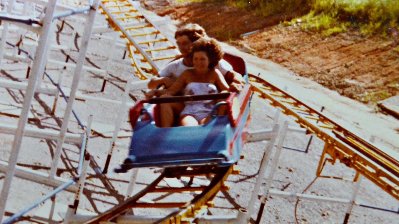 The Mighty Mouse roller-coaster at Dino's Fun Park at Tanawha circa 1980.