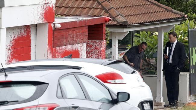 Police at the scene of the attack. Picture: John Appleyard