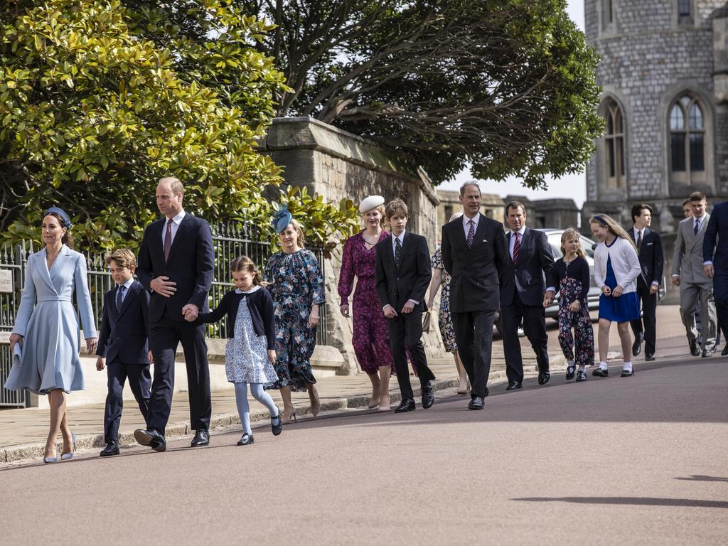 The British royals outside Windsor Castle on April 17, 2022. Picture: Jeff Gilbert / WPA Pool/Getty Images.