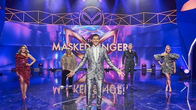 The Masked Singer host Osher Gunsberg with judges Dannii Minogue, Urzila Carlson, Dave Hughes and Jackie O.