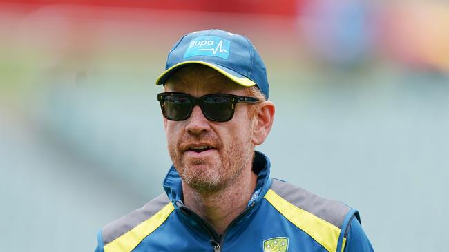 Andrew McDonald, assistant coach of Australia looks on during day 4 of the second Test Match between Australia and Pakistan at the Adelaide Oval in Adelaide, Monday, December 2, 2019. (AAP Image/Scott Barbour) NO ARCHIVING, EDITORIAL USE ONLY, IMAGES TO BE USED FOR NEWS REPORTING PURPOSES ONLY, NO COMMERCIAL USE WHATSOEVER, NO