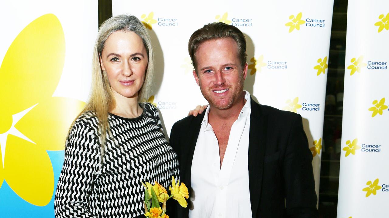 Lisa Stockbridge and Jai Evans at the Daffodil Day Luncheon at Glass Restaurant, Sydney. Picture: Supplied.