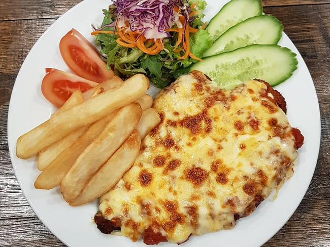 A portion of proceeds from parmas across 350 pubs will be donated to struggling farmers. Picture: Supplied.