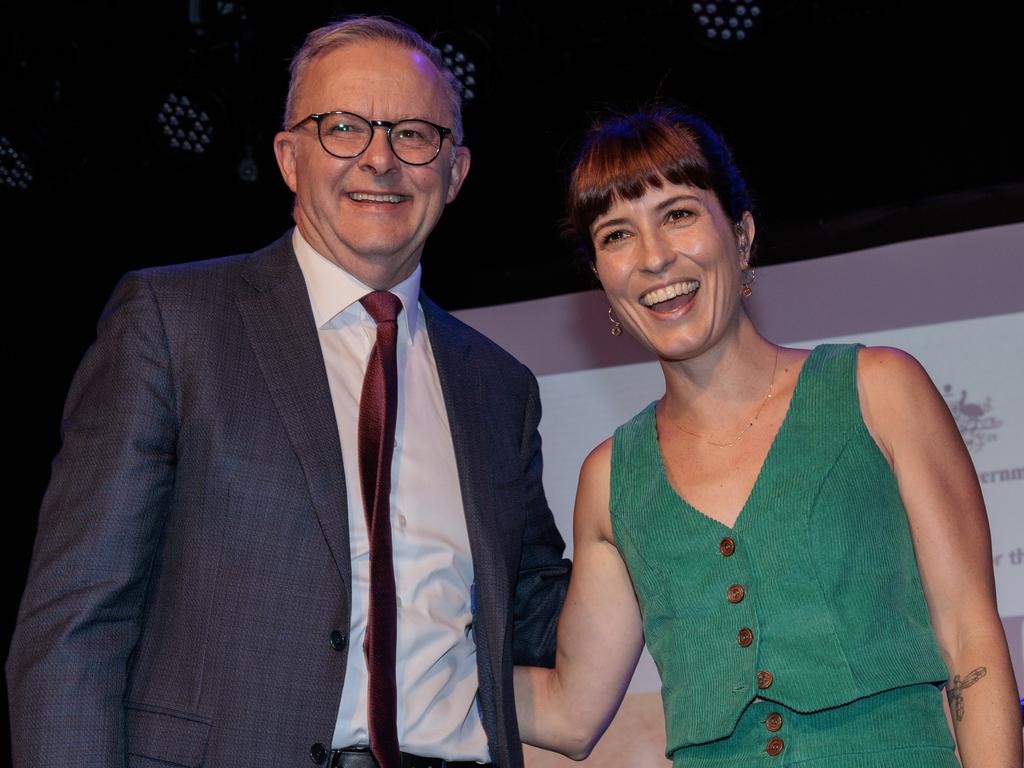 Prime Minister Anthony Albanese was photographed with Higgins at The Espy. Picture: NCA NewsWire / David Geraghty