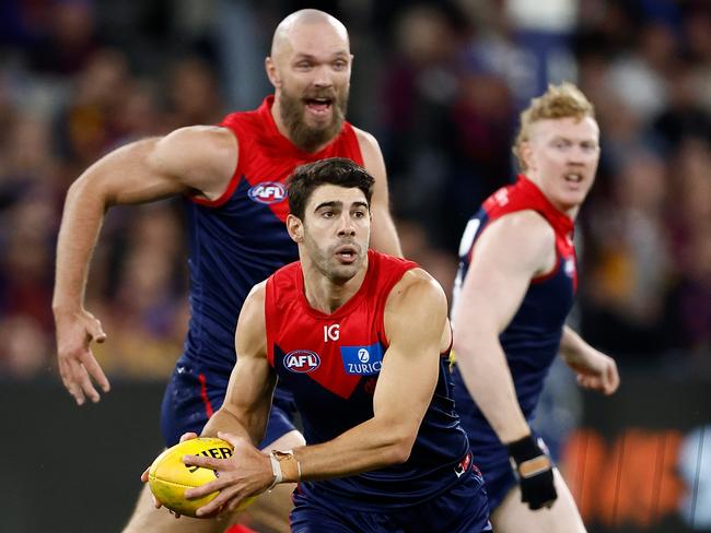 Christian Petracca has been spotted meeting with Lachie Neale. Picture: Michael Willson/AFL Photos via Getty Images